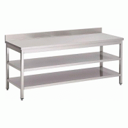 Gastro-Inox Table de travail avec double fond et rebord 900x700x880mm - 7445908530526