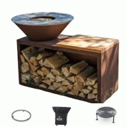 GRILLCHIC Pack Privilège Brasero Traditionnel Corten 83 Simple Cuve - marron PAPRIVBRCOSCTR_83_90