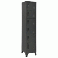 Helloshop26 - Armoire à casiers moderne avec 6 portes verrouillables 38 x 40 x 180 cm en acier anthracite 02_0047009 - acier 3000234544186