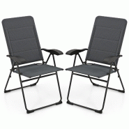 Helloshop26 - Lot de 2 chaises longues de patio pliables 71 x 53 x 102 cm confortables à 7 positions moderne en métal gris 20_0011795 - 3000226909818 Helloshop26 - Lot de 2 chaises longues de patio pliables 71 x 53 x 102 cm confortables à 7 positions moderne en métal gris 20_0011795 - 3000226909818
