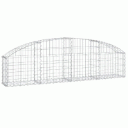 Panier de gabions clôture cage mur de soutènement arqué 200 x 30 x 40/60 cm fer galvanisé Argent 02_0040011 - métal 3000218913809