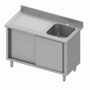 Plonge sur armoire inox adossée avec 1 bac à droite portes coulissa... - P934517110