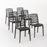 RATTATAN Set 6 Chaises en polypropylène avec fibre de verre empilables pour extérieur et jardin, bar et restaurant, cuisine design moderne - LISA - RATTATAN Set 6 Chaises en polypropylène avec fibre de verre empilables pour extérieur et jardin, bar et restaurant, cuisine design moderne - LISA -