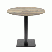 RestooTab - Table Milan T Ø70cm décor vieux plancher - marron fonte TB-MIT-R70M-VIEU.P