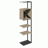Suite structure Cage noir base métal 58x40x240cm 2 tabl et cube taupe