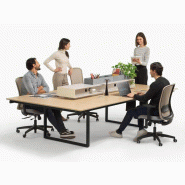 Table de réunion Be.1 avec réhausse connectée - Jusqu'à 12 personnes - Connectique personnalisable
