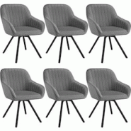 TecTake GmbH tectake Lot 6 chaises pivotantes à 360° avec accoudoirs velours grises - 405665 - gris 405665 TecTake GmbH tectake Lot 6 chaises pivotantes à 360° avec accoudoirs velours grises - 405665 - gris 405665