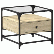 VidaXL Table basse et dessus en verre chêne sonoma 50x50x45 cm acier Modèle Élégance Prestige - 846050