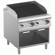Grill pierre de lave, module 1/1, grille "2 faces" en fonte, armoire ouverte Grill pierre de lave, module 1/1, grille "2 faces" en fonte, armoire ouverte