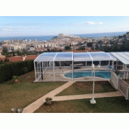 Abri piscine haut design / adossé et télescopique / en polycarbonate transparent