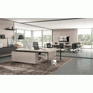 Bureau d'angle sur crédence bois X9- Officity - 172, Droite, Orme gris