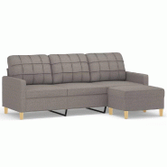 Canapé à 3 places avec repose-pieds Taupe 180 cm Tissu Modèle Vega Master Mixte - 8721012059757