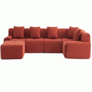 Canapé d'angle modulaire milysofa sofamous 5 places avec méridienne tissu velours côtelé rouge brique - MS-MOUS-6-CRD-BR