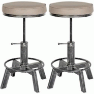 CLP Lot de 2 tabourets Destin Argent antique - gris polyester 325527 CLP Lot de 2 tabourets Destin Argent antique - gris polyester 325527