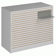Comptoir Vertigo H T03 nat. Spl.Droit L120cm 2tabl.Couliss.4tab.Amovib-blanc