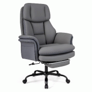 COSTWAY Chaise de bureau avec repose-pieds et accoudoirs réglables 5 directions, Gris - gris métal ON33489SD