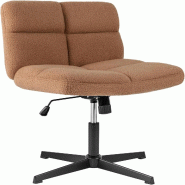 COSTWAY Chaise de Tailleur, Pivotante Sans Accoudoirs, Large Assise, Base Croisée, Réglable avec Bascule (Marron) - marron métal ON32811NZ