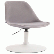 Décoshop26 - Chaise de salle à manger x1 pivotante hauteur réglable en velours gris et pied trompette en métal blanc 10_0008257 - blanc métal 300