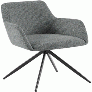 Décoshop26 - Chaise de salle à manger x1 pivotante rembourrée avec accoudoirs en tissu gris cadre métal 10_0007171 - gris métal 3000265973719