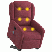 Fauteuil inclinable de massage Rouge bordeaux Tissu Modèle Lermelia - 8721102961892