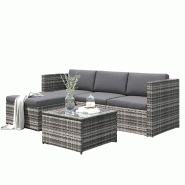 Merax salon de jardin, 4 personnes, gris - gris multi-matériau N634P2422623G