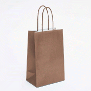 Sac kraft café poignées torsadées coordonnées 14x8,5x21,5cm - par 50