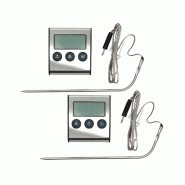 Set de 2 thermomètres de cuisine digital avec sonde Fackelmann Basic - gris plastique 3176239933772
