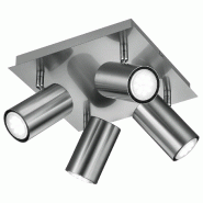 Spot carré 4xGU10, max 35W, Nickel mat, 24x24 cm, IP20 - Trio - Marley - gris 4017807231397