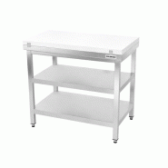 Table de travail en inox 700x700 mm avec plaque de découpe blanche et 2 étagères PREMIUM - GOLDINOX - gris inox 3701770840304