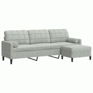 VidaXL Canapé à 3 places avec repose-pieds Gris clair 210 cm Velours Modèle Karlosse - 3278277