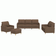 VidaXL Ensemble de canapés 4 pcs avec coussins Marron Tissu Modèle Atlas Edge Pro - 3201253