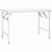 VidaXL Table de travail pliable de cuisine 120x60x80 cm Inox - 326158