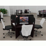 Bureau call center 5 places forme marguerite avec cloisons acoustiques. - wenge, 5 places, noir da023_0