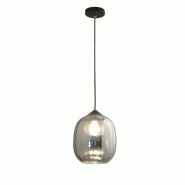 Fabas Luce Suspension Infinity 200 Mm En Verre Soufflé Fumé Avec Structure Métallique - Design Moderne Et Élégant Pour L'Éclairage Intérieur -