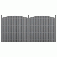 Helloshop26 - 2 pièces de clôture barrière brise vue brise vent bois composite WPC demi-cercle arrondi 185 x 376 cm gris 03_0006593 - 3001821547764 Helloshop26 - 2 pièces de clôture barrière brise vue brise vent bois composite WPC demi-cercle arrondi 185 x 376 cm gris 03_0006593 - 3001821547764
