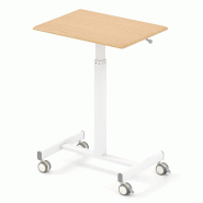 Helloshop26 - Bureau debout mobile 65 x 48 x 74,5-108,5 cm ergonomic avec vérin à gaz 4 roues lisses contemporain en MDF naturel 20_0014110 - métal