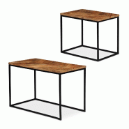 Helloshop26 - Lot de 2 tables gigognes rectangulaires décoratives 50 x 40 x 40 cm en bois de manguier naturel 13_0007108 - métal 3000243449069