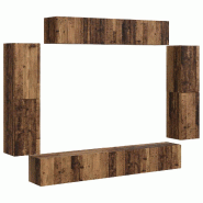 Helloshop26 - Meuble TV mural contemporain pratique et élégant 98 x 31 x 29,5 cm rangement généreux en bois ancien 02_0056206 - Bois massif 300023