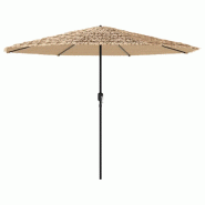 Helloshop26 - Parasol de jardin avec LED en polyester 324 x 324 x 247 cm protection solaire design moderne marron 02_0056416 - marron acier 3000239513