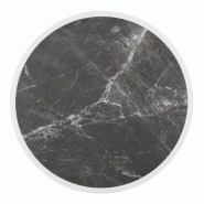 Plateau de table extérieur rond en verre trempé Bolero effet granit foncé bord blanc 580mm - noir DL487