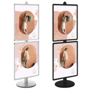 Présentoir Visual-Displays® - 2 cadres 60x80 cm réglables en hauteur - Aluminium anodisé - Réf : 214602_1