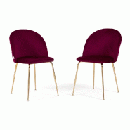 RATTATAN Lot de 2 chaises en velours pour intérieur, rembourrées, pieds en métal, design élégant pour cuisine, bar et restaurants - Sara – Bord RATTATAN Lot de 2 chaises en velours pour intérieur, rembourrées, pieds en métal, design élégant pour cuisine, bar et restaurants - Sara – Bord