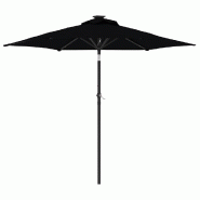 VidaXL Parasol de jardin avec LED mât en acier noir 225x225x212 cm Modèle Brise Balcon - 4005072