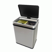 WellHome - Poubelle Intelligente 15L+15L de couleur Grise 35,5x26x43,5cm - Ouverture Automatique/Manuelle - argenté inox WH15551