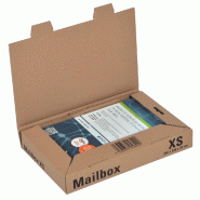 Boîte colis poste fermeture languettes 245x145x33mm brun