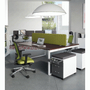 Bureau bench 2 personnes Yan Z- MDD - Blanc 9010, 140, Noyer