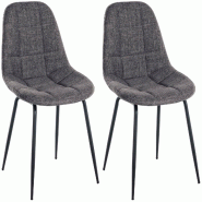 CLP Lot de 2 chaises Tom tissu - Gris clair - 324257