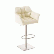 CLP Tabouret de bar Damaso revêtement similicuir Crème/Acier inoxydable - beige polyester 101673004