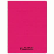 CONQUERANT Lot de 10 Cahier Classique PP piqué 24x32, 96p./48 feuilles 90g/m², quadrillé 5x5, coloris rose - 3020120259185