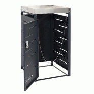 Décoshop26 - Cache-poubelle extérieur pour 1 bac 80/120L 110x60x62 cm avec bac à plantes acier et inox 04_0010367 - inox 3000268002485